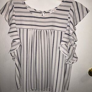 Mine(brand) - Striped Ruffle Sleeve Top Size- large